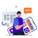 app-development-modern-flat-concept-web-banner-design-male-designer-works-with-mobile_9209-8181